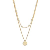 Double Bead Choker Coin Tag Necklace, 925 Sterling Silver