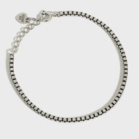 Oxidized Silver Box Chain Bracelet