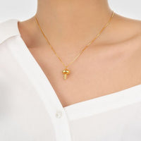 Mini Mushroom Pendant Necklace in 925 Sterling Silver