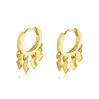 Gold Plated Tassel Huggie Hoop Earrings