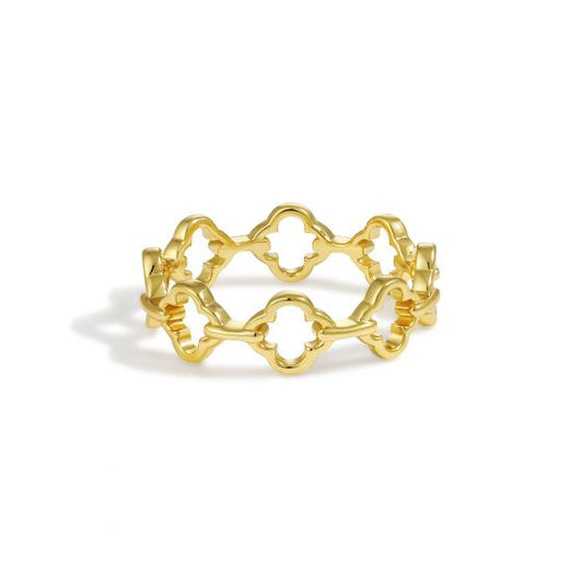 Hollow Four-Leaf Clover Adjustable 925 Sterling Silver Ring