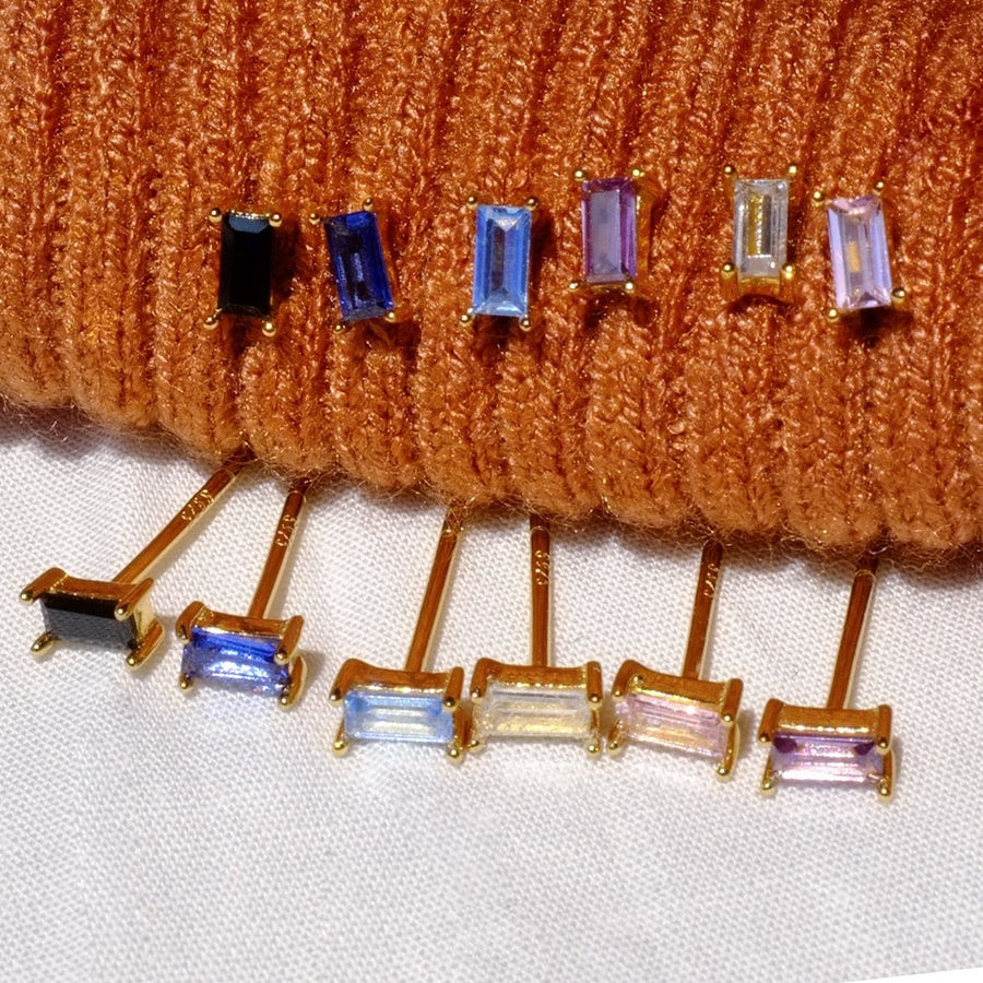 Simple Geometry Crystal Rectangle Stud Earrings
