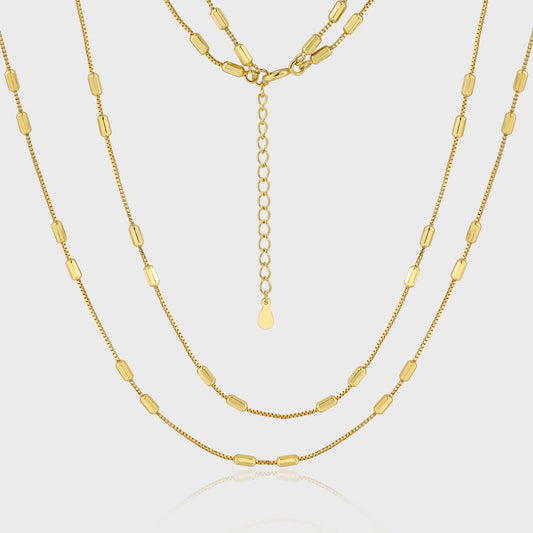 Octagonal Cylinder Double-Layer 925 Sterling Silver Necklace