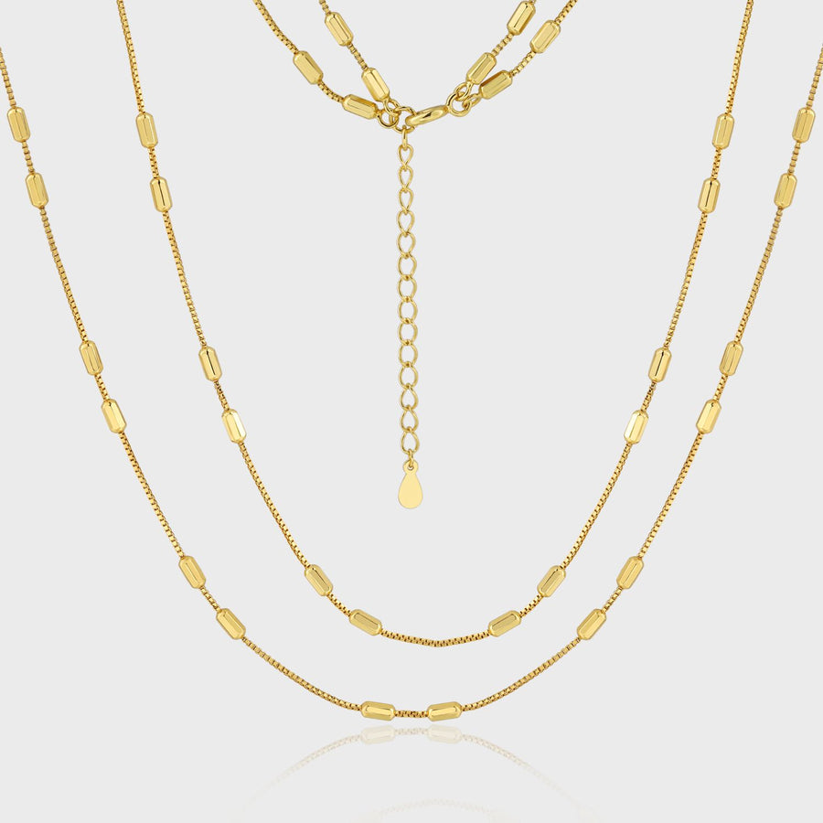 Octagonal Cylinder Double-Layer 925 Sterling Silver Necklace