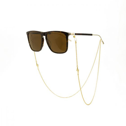 Lightning Eyeglass Chain, 925 Sterling Silver, 18K Yellow Gold Plated