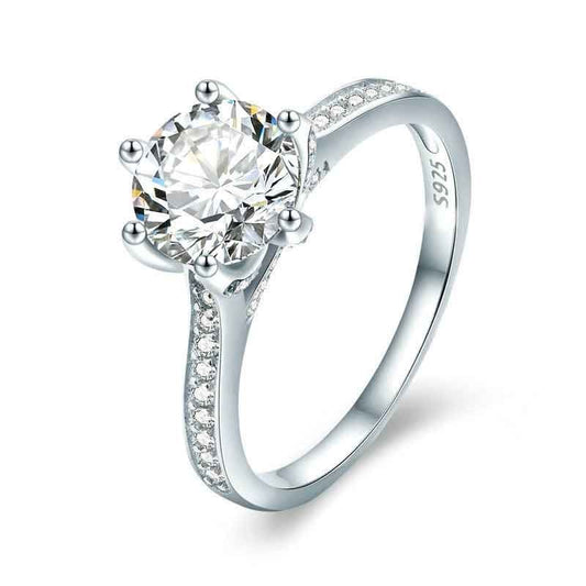 Elegant Eternal Six Angles Cubic Zirconia 925 Sterling Silver Ring