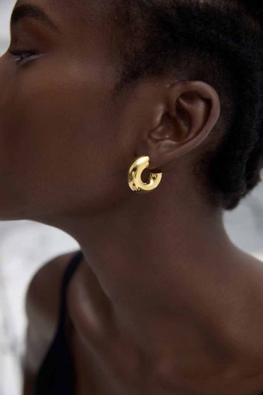 Electroformed C-Shape Tube Hoop Earrings in 999 Sterling Silver