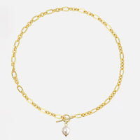 Hollow Wave Oval Pearl Necklace in 925 Sterling Silver