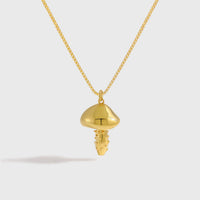 Mini Mushroom Pendant Necklace in 925 Sterling Silver