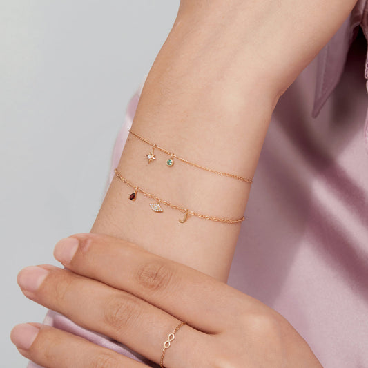 14K Solid Gold Compass Star Diamond Charm