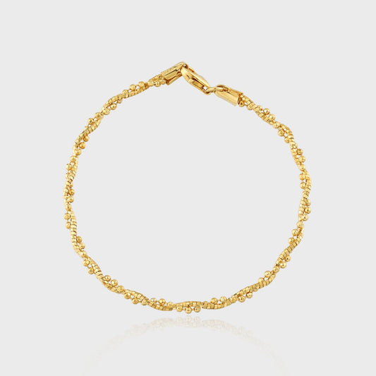 Twisted Double-Layer Bead and Tube 925 Sterling Silver Bracelet