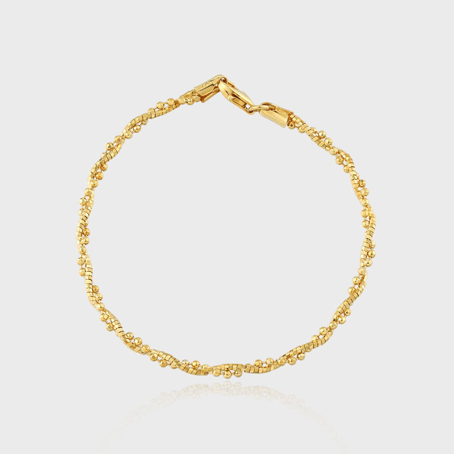 Twisted Double-Layer Bead and Tube 925 Sterling Silver Bracelet