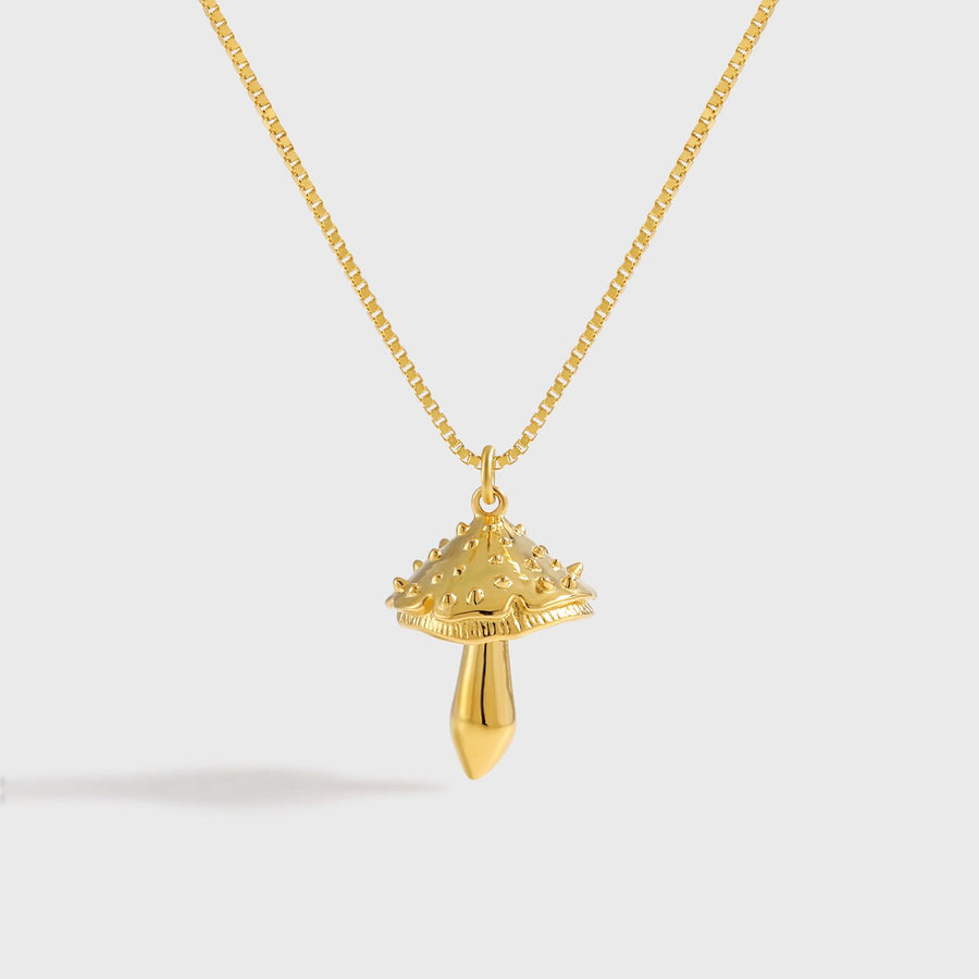 Double Layer Irregular Border Mushroom Necklace, 925 Sterling Silver