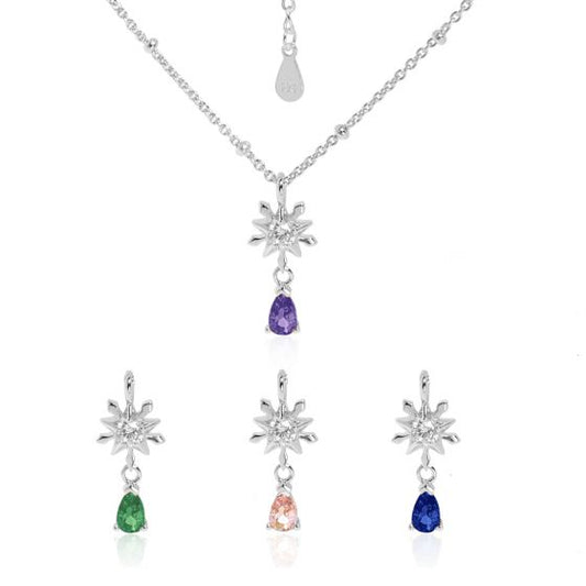 Five-Pointed Star Snowflake Waterdrop CZ Necklace