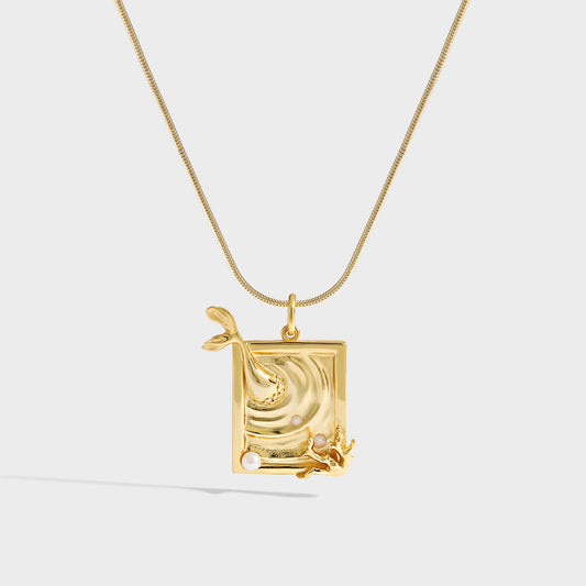 Holiday Geometry Shell Pearl Dolphin Necklace