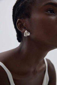 Rotating Triangle Electroformed Sterling Silver Chunky Stud Earrings