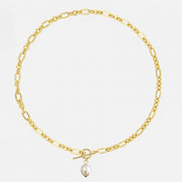 Hollow Wave Oval Pearl Necklace in 925 Sterling Silver