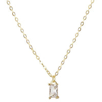 Baguette Crystal Sterling Silver Curb Chain Necklace