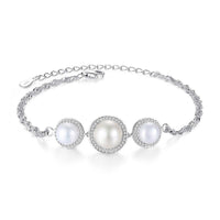 Three Cultured Pearl Bracelet, 18K Gold-Plated 925 Sterling Silver