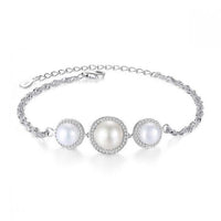 Three Cultured Pearl Bracelet, 18K Gold-Plated 925 Sterling Silver