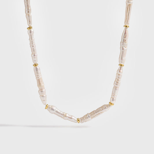 Long Stick Natural Pearl Necklace in 925 Sterling Silver