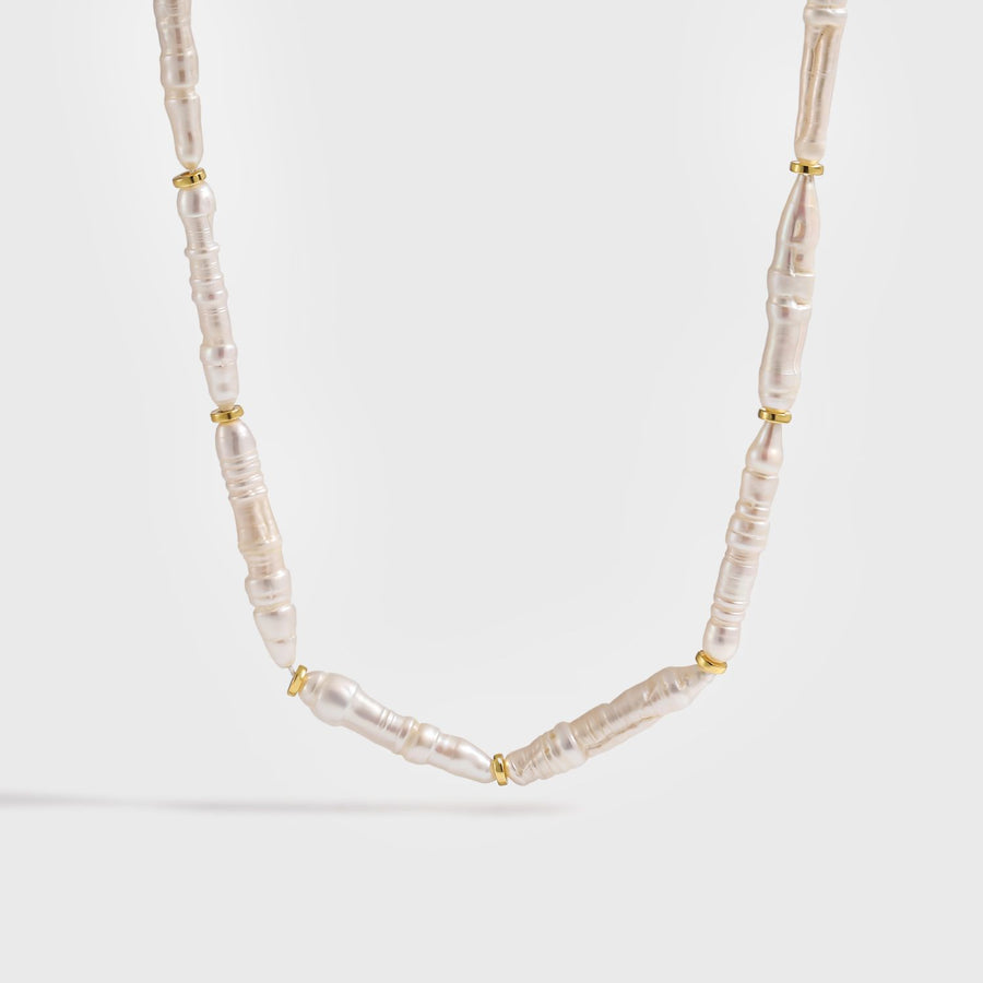 Long Stick Natural Pearl Necklace in 925 Sterling Silver