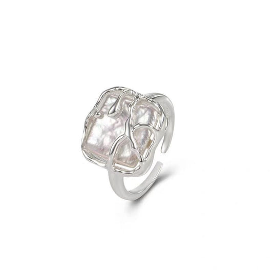 Baroque Pearl Tree Branch Adjustable Ring 925 Sterling Silver