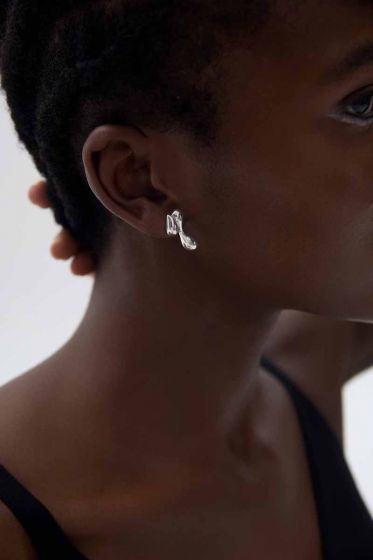 Electroformed Irregular Chunky Drop Earrings in S999 Sterling Silver