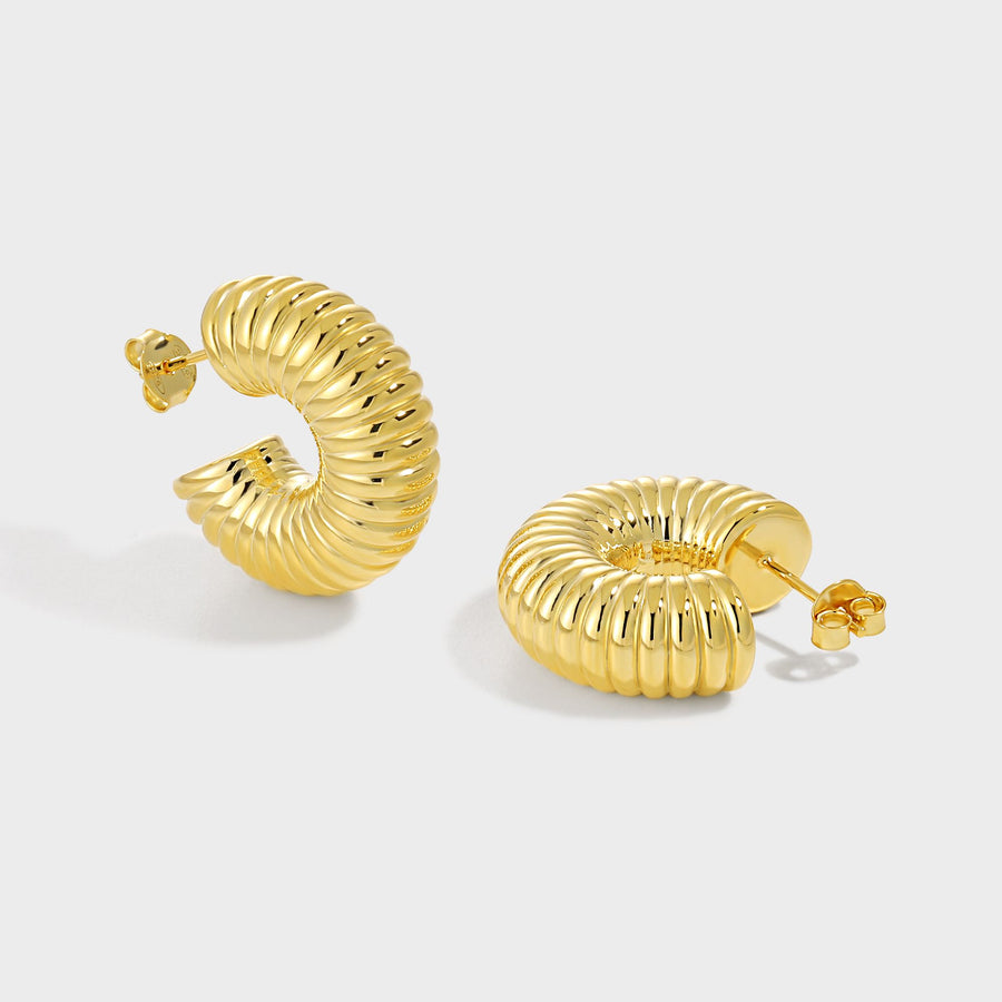 C Letter Spring Stud Earrings in 925 Sterling Silver
