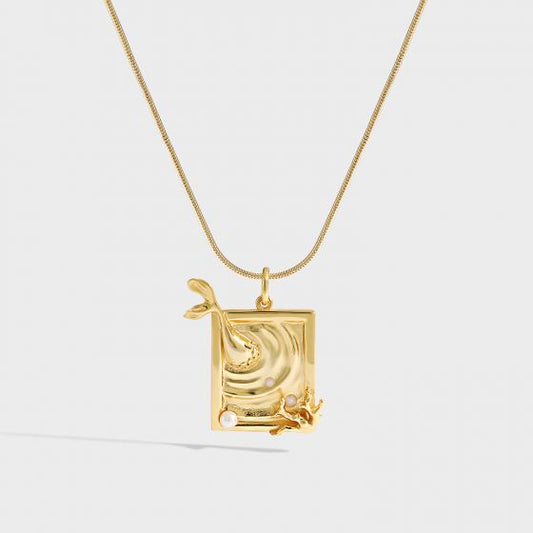 Holiday Geometry Shell Pearl Dolphin Necklace