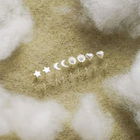 Mini Star Moon Heart Sunflower Sterling Silver Stud Earrings