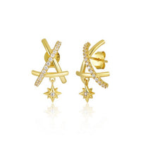 Crystal Sun Drop Irregular Triangle 925 Sterling Silver Earrings