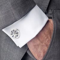 Classic Micro Setting Crystal Sterling Silver Cufflinks