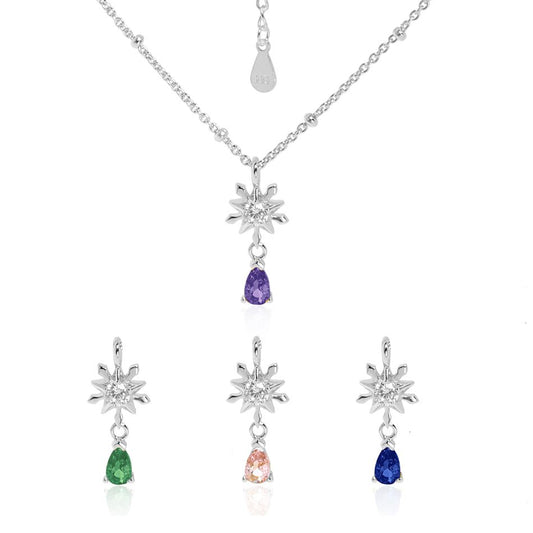Five-Pointed Star Snowflake Waterdrop CZ Necklace
