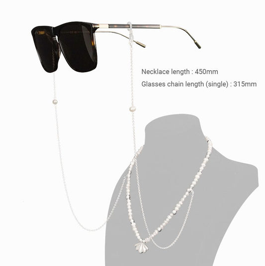 Shell Pearl Eyeglass Chain in 925 Sterling Silver