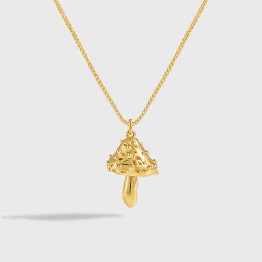 Irregular Rivet Mushroom 925 Sterling Silver Necklace