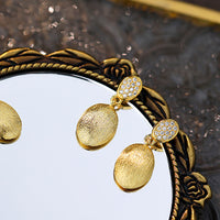 Gold Plated Sterling Silver Brushed Drop Earrings