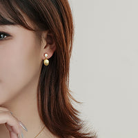 Gold Plated Sterling Silver Brushed Drop Earrings