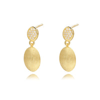 Gold Plated Sterling Silver Brushed Drop Earrings