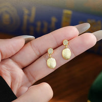 Gold Plated Sterling Silver Brushed Drop Earrings