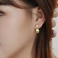 Gold Plated Sterling Silver Brushed Drop Earrings