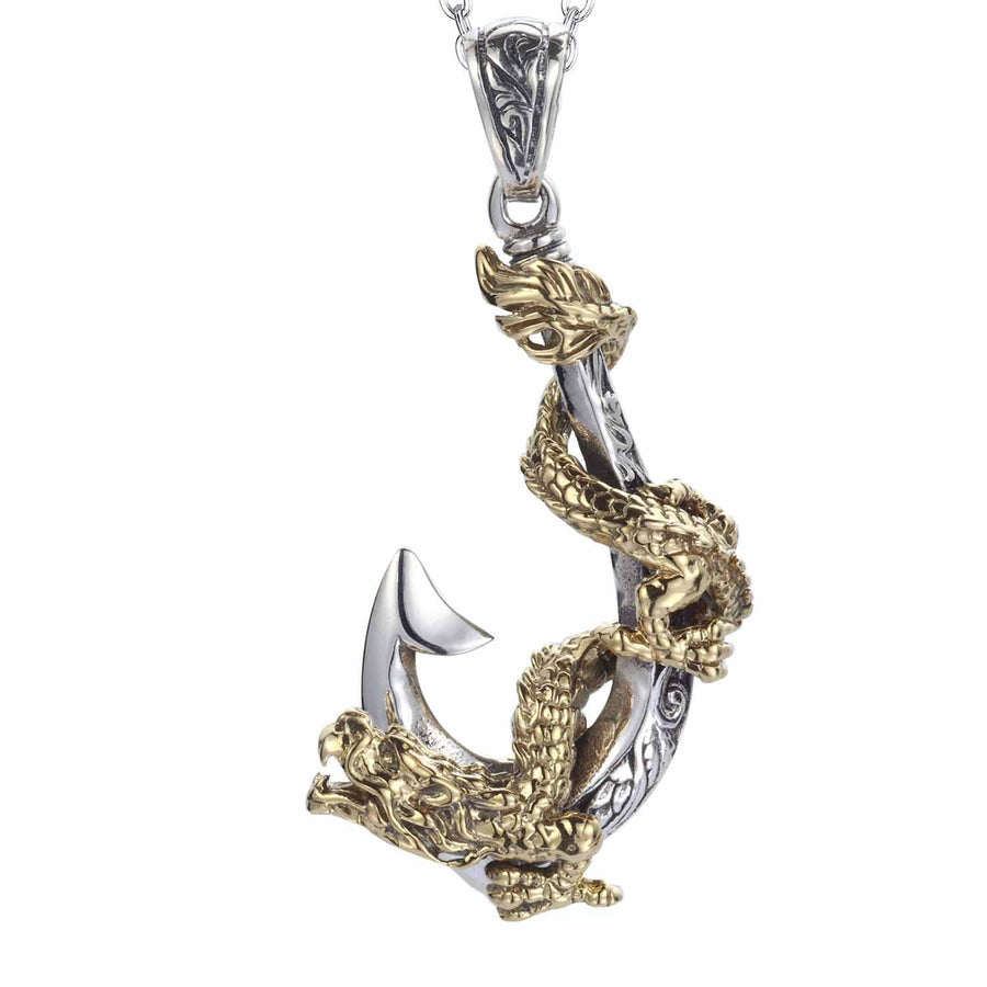 Golden Dragon Twining Pirate Hook Pendant