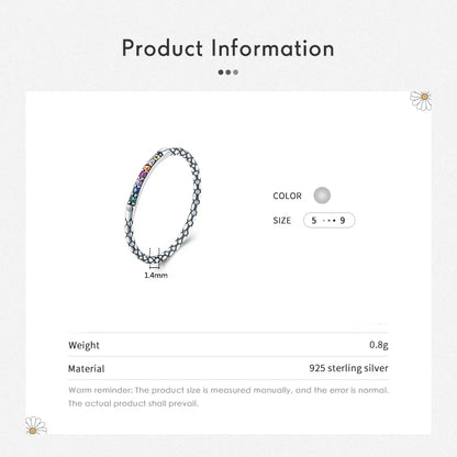 Sterling Silver Oxidized Rainbow Ring