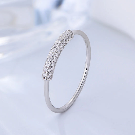 Gold Plated Sterling Silver Micro Setting Bar Band Ring
