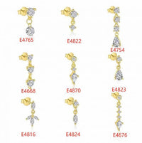 Round Waterdrop Heart Crystal Tassel Earrings, 18K Yellow Gold on 925 Sterling Silver