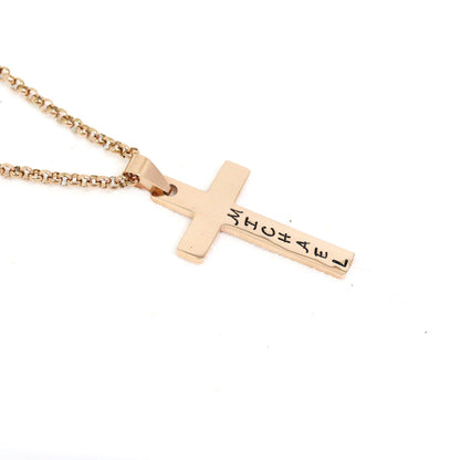 18K Gold PVD Stainless Steel Cross Pendant with Rounded Box Chain