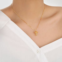 Double Layer Irregular Border Mushroom Necklace, 925 Sterling Silver