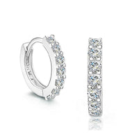 Round Crystal 925 Sterling Silver Hoop Earrings