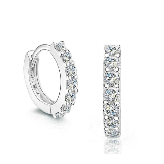 Round CZ 925 Sterling Silver Hoop Earrings