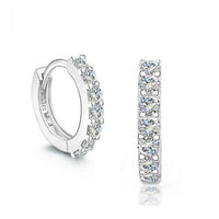 Round Crystal 925 Sterling Silver Hoop Earrings